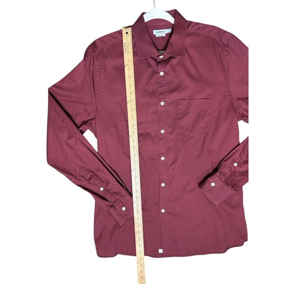 J. Lindeberg Button Down Shirt Slim Fit Men's Large Dani Twill Oxford Burgundy - Picture 5 of 11
